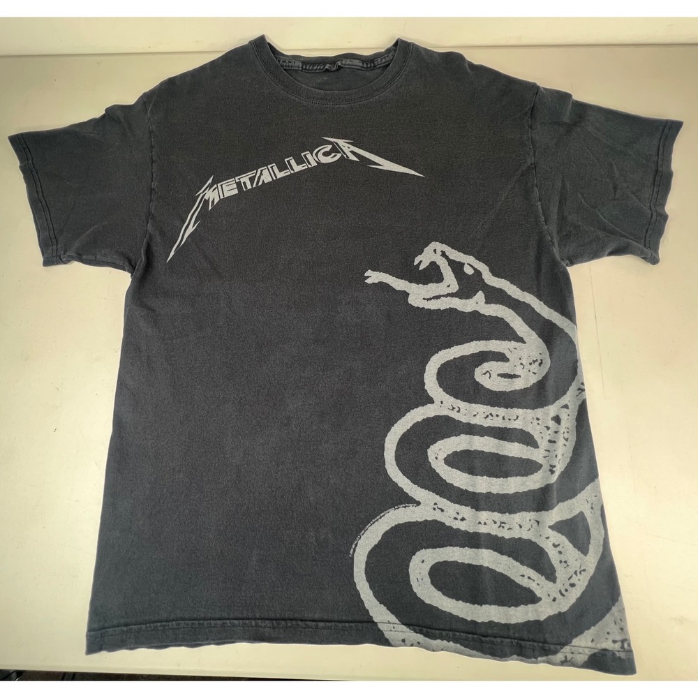 Vintage 2006 Metallica Black Album AOP Snake Band Tee Shirt XL Black